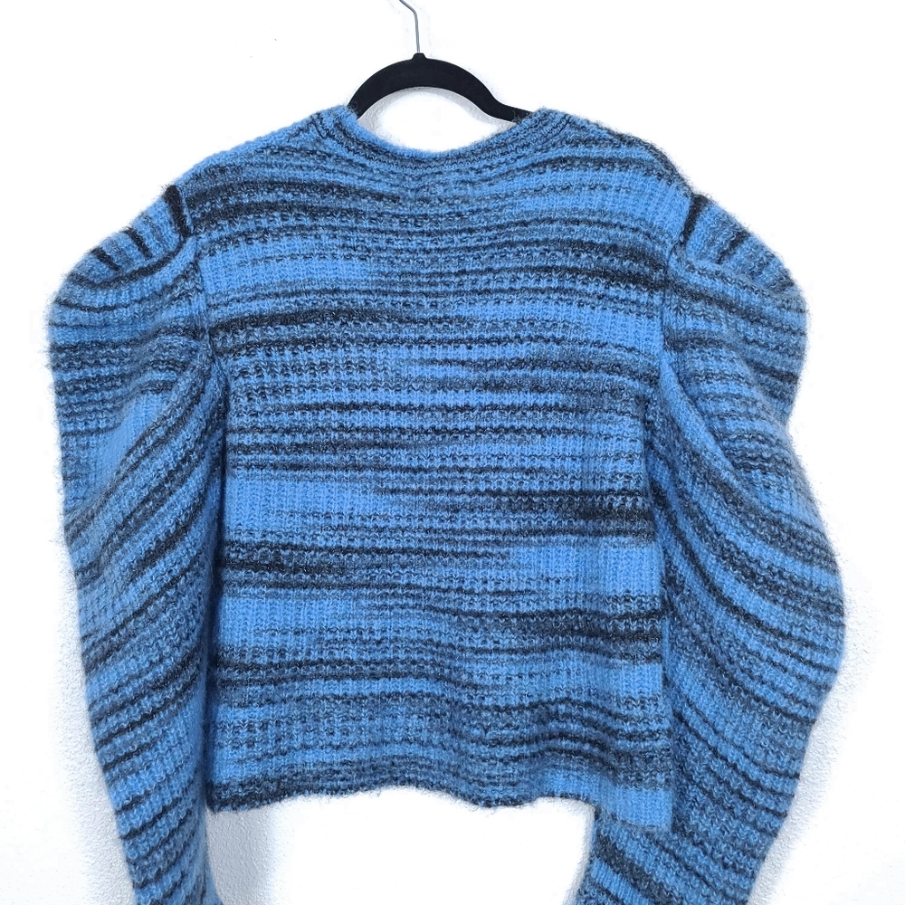 NAADAM Space Dye Alpaca Blue Puff Sleeves Cardigan - Picture 12 of 15